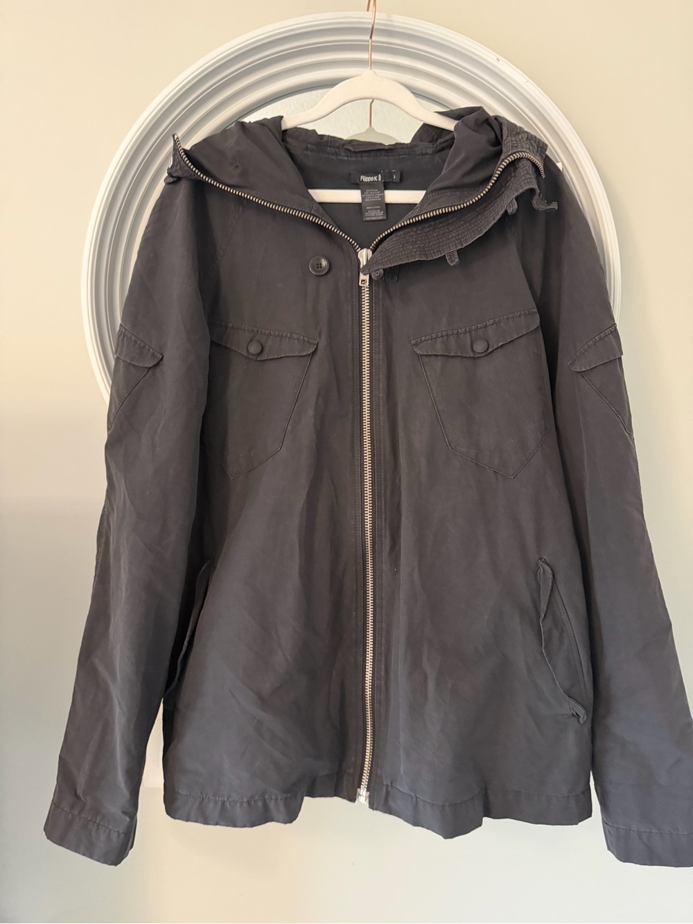 Filippa K Man Hooded Utility Field Jacket Grey Size Large (L)